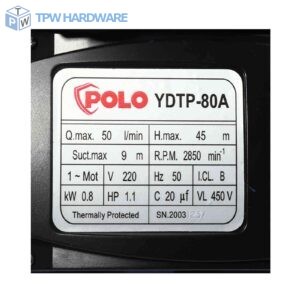 POLO ปั๊มน้ำอัตโนมัติ พร้อม Flow Sensor 1 แรงม้า ขนาดท่อ 1 นิ้ว รุ่น YDTP-80A