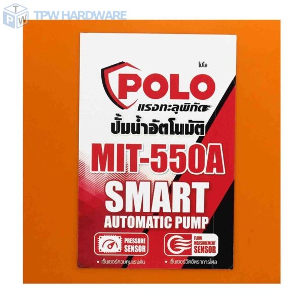 POLO ปั๊มน้ำอัตโนมัติ พร้อมฝาครอบ 550 วัตต์ ท่อ 1-1/4 นิ้ว รุ่น MIT-550A